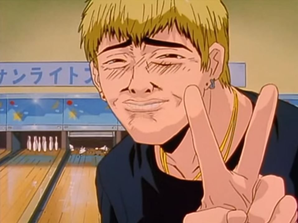 Great Teacher Onizuka - Onizuka with a peace sign and goofy face